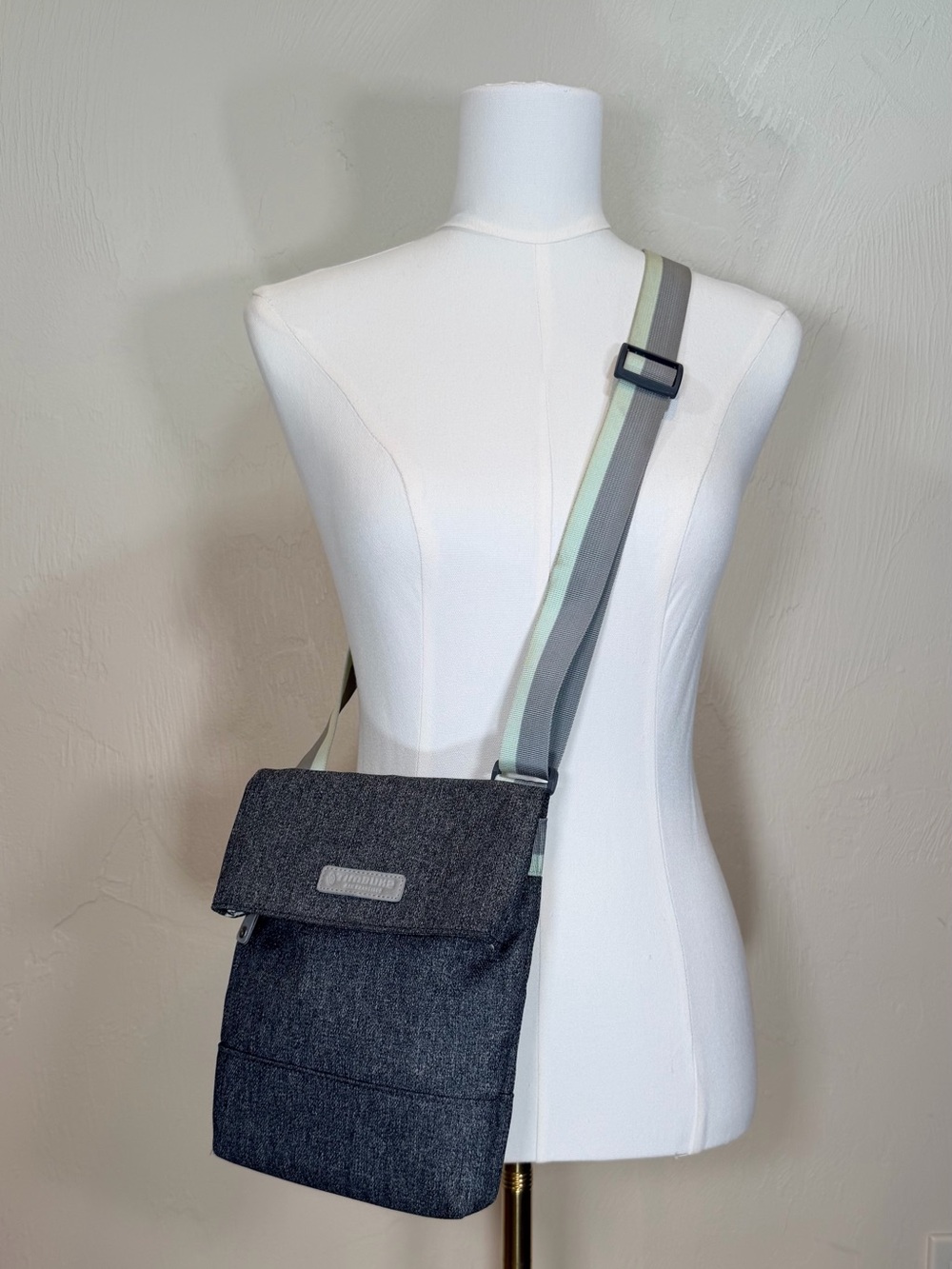 Timbuk2 Dark Gray Crossbody Bag with Mint-Trim Strap